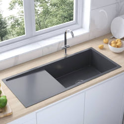 Lavello da Cucina Lavorato a Mano Nero in Acciaio Inox Vidaxl 61458