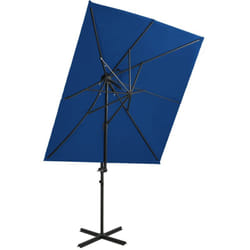 Ombrellone a Sbalzo con Doppia Copertura 250x250 cm Azzurro Vidaxl 2538