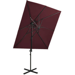 Ombrellone a Sbalzo con Doppia Copertura 250x250 cm Rosso Bordò Vidaxl 9368