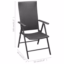 VidaXL 313105 sedia da esterno Terrazzo Alluminio, Rattan sintetico Nero - Vista aggiuntiva 7