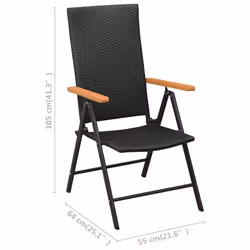 VidaXL 313106 sedia da esterno Terrazzo Alluminio, Rattan sintetico Nero - Vista aggiuntiva 6