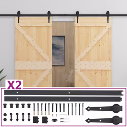 Porta Scorrevole con Set Hardware 80x210 cm in Legno di Pinocod mxl 96449 - Vista aggiuntiva 2