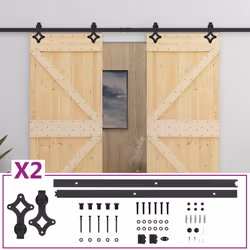 Porta Scorrevole con Set Hardware 80x210 cm in Legno di Pinocod mxl 72456 - Vista aggiuntiva 2