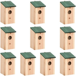 Vidaxl - Casette per Uccelli 10 pz in Legno Massello di Abete 12x12x22cm