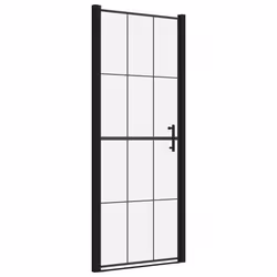 vidaXL Porta per Doccia in Vetro Temperato 81x195 cm Nero - Vista aggiuntiva 2