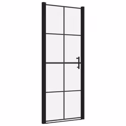 vidaXL Porta per Doccia in Vetro Temperato 91x195 cm Nera - Vista aggiuntiva 2