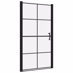 vidaXL Porta per Doccia in Vetro Temperato 100x178 cm Nera - Vista aggiuntiva 2