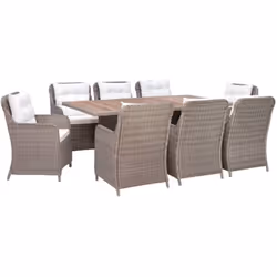 Questo set da pranzo in polyrattan sarà un'ottima aggiunta al vostro spazio abitativo all'aperto. È la scelta ideale per cena ...