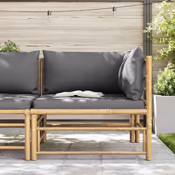 Divano Angolare da Giardino con Cuscini Grigio Scuro in Bambùcod mxl 94520 - Vista aggiuntiva 2