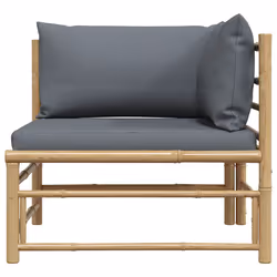 Divano Angolare da Giardino con Cuscini Grigio Scuro in Bambùcod mxl 94520 - Vista aggiuntiva 3