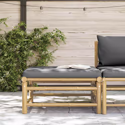 vidaXL Poggiapiedi da Giardino con Cuscini Grigio Scuro in Bambù - Vista aggiuntiva 3