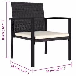 VidaXL 315110 sedia da esterno Terrazzo Seduta imbottita Rattan sintetico, Acciaio Nero, Crema - Vista aggiuntiva 5