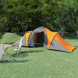 vidaXL Tenda da Campeggio 6 Persone in Tessuto Grigio e Arancione
