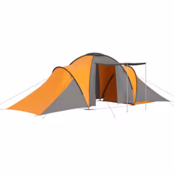 vidaXL Tenda da Campeggio 6 Persone in Tessuto Grigio e Arancione - Vista aggiuntiva 2