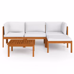 vidaXL Set da giardino 5 pezzi con cuscini in legno crema, acacia e corda - Vista aggiuntiva 3