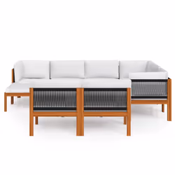 vidaXL Set da giardino 10 pezzi con cuscini in legno di acacia e corda color crema - Vista aggiuntiva 3
