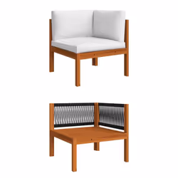 vidaXL Set da giardino 7 pezzi con cuscini crema 63x63 cm - Vista aggiuntiva 3