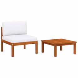 vidaXL Set da giardino 2 pezzi con cuscini in legno di acacia e corda - Vista aggiuntiva 2