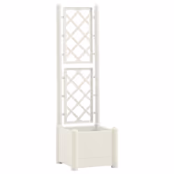 vidaXL Fioriera da Giardino con Graticcio 43x43x142 cm PP Bianco - Vista aggiuntiva 2