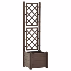 vidaXL Fioriera da Giardino con Graticcio 43x43x142 cm PP Mocca - Vista aggiuntiva 2