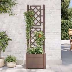 vidaXL Fioriera da Giardino con Graticcio 43x43x142 cm PP Mocca - Vista aggiuntiva 3