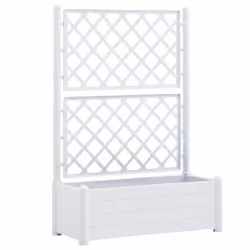 vidaXL Fioriera da Giardino con Graticcio 100x43x142 cm PP Bianco - Vista aggiuntiva 2