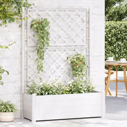 vidaXL Fioriera da Giardino con Graticcio 100x43x142 cm PP Bianco - Vista aggiuntiva 3