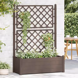 vidaXL Fioriera da Giardino con Graticcio 100x43x142 cm PP Moca - Vista aggiuntiva 3
