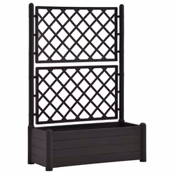 vidaXL Fioriera da Giardino con Graticcio 100x43x142 cm PP Antracite - Vista aggiuntiva 2