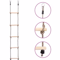 Questa scala in legno a 5 gradini offrirà momenti di grande divertimento ai vostri bambini! La scala di corda, realizzata in ...