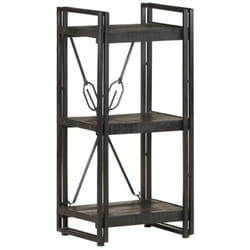 Libreria a 3 Ripiani, Scaffale 40x30x80cm Nero in Legno Massello di Mango Vidaxl