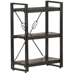 Libreria a 3 Ripiani 60x30x80cm Nero in Legno Massello di Mango Vidaxl