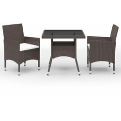 3 pz Set da Pranzo da Giardino, Set tavolo e sedie da giardino Marrone in Polyrattan e Vetro Vidaxl