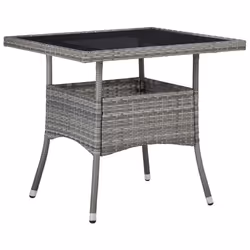 vidaXL Set Pranzo da Giardino 5 pz Polyrattan e Vetro Temperato Grigio - Vista aggiuntiva 3