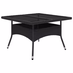 vidaXL Set Mobili da Pranzo per Giardino 9 pz Polyrattan e Vetro Nero - Vista aggiuntiva 3