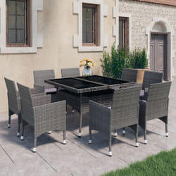 Vidaxl - Set Mobili da Pranzo per Giardino 9pz Polyrattan e Vetro Grigio