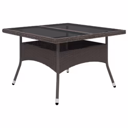 vidaXL Set da Pranzo da Giardino 9 pz in Polyrattan e Vetro Marrone - Vista aggiuntiva 3