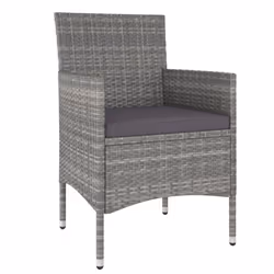 vidaXL Set Pranzo da Giardino 5 pz Polyrattan e Vetro Temperato Grigio - Vista aggiuntiva 3