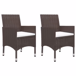 vidaXL Set Bistrot Giardino 3 pz Polyrattan e Vetro Temperato Marrone - Vista aggiuntiva 3