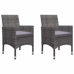 vidaXL Set da Bistrot 3 pz in Polyrattan e Legno Acacia Grigio - Vista aggiuntiva 3