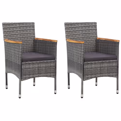 vidaXL Set da Bistrot 3 pz in Polyrattan e Legno Acacia Grigio - Vista aggiuntiva 3