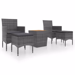 vidaXL Set Bistrot Giardino 5 pz Polyrattan e Massello Acacia Grigio - Vista aggiuntiva 2