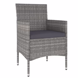 vidaXL Set Bistrot Giardino 5 pz Polyrattan e Massello Acacia Grigio - Vista aggiuntiva 3