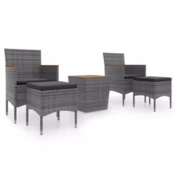 vidaXL Set Bistrot Giardino 5 pz Polyrattan e Massello Acacia Grigio - Vista aggiuntiva 2