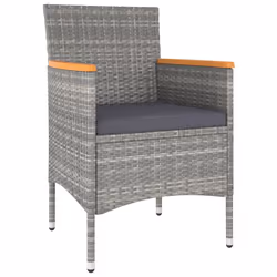 vidaXL Set Bistrot Giardino 5 pz Polyrattan e Massello Acacia Grigio - Vista aggiuntiva 3