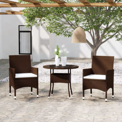 3 pz Set da Pranzo per Giardino, Set tavolo e sedie da giardino in Polyrattan Marrone Vidaxl