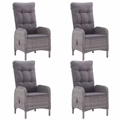 vidaXL Set da Pranzo da Giardino 5 pz in Polyrattan e Vetro Grigio - Vista aggiuntiva 3
