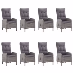 vidaXL Set da Pranzo per Giardino 9 pz in Polyrattan e Vetro Grigio - Vista aggiuntiva 3