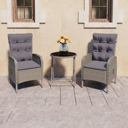 Vidaxl - Set da Bistrot da Giardino 3 pz in Polyrattan e Vetro Grigio