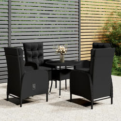 vidaXL Set da Bistrot per Giardino 5 pz in Polyrattan Nero